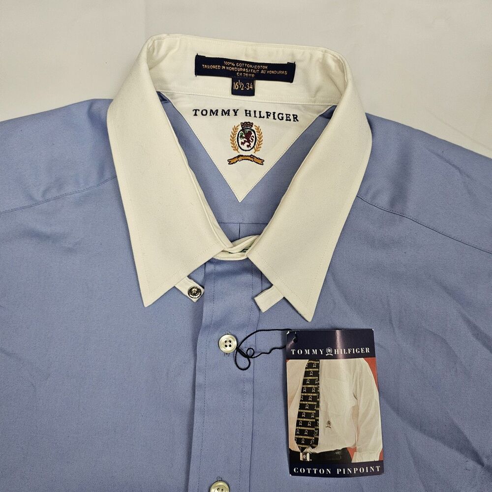 Vintage Tommy Hilfiger Mens 16.5 34 Contrast Collar Dress Shirt Preppy Academia - Picture 6 of 6